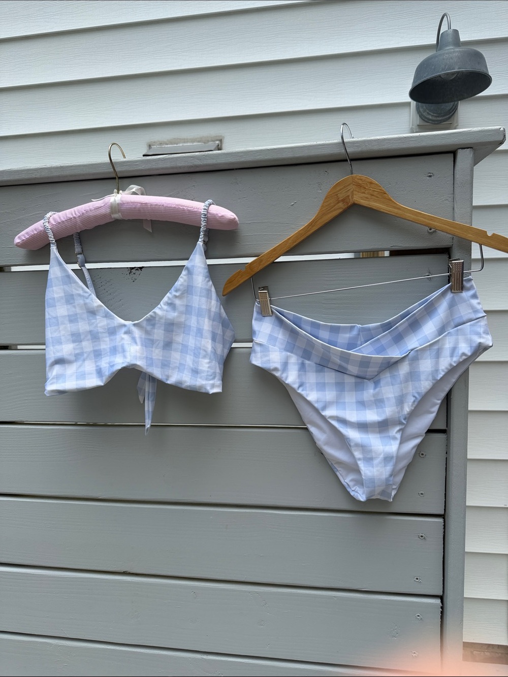 Ricky’s Beach Club Light Blue Gingham Bikini Set - Women’s Two-Piece Swim